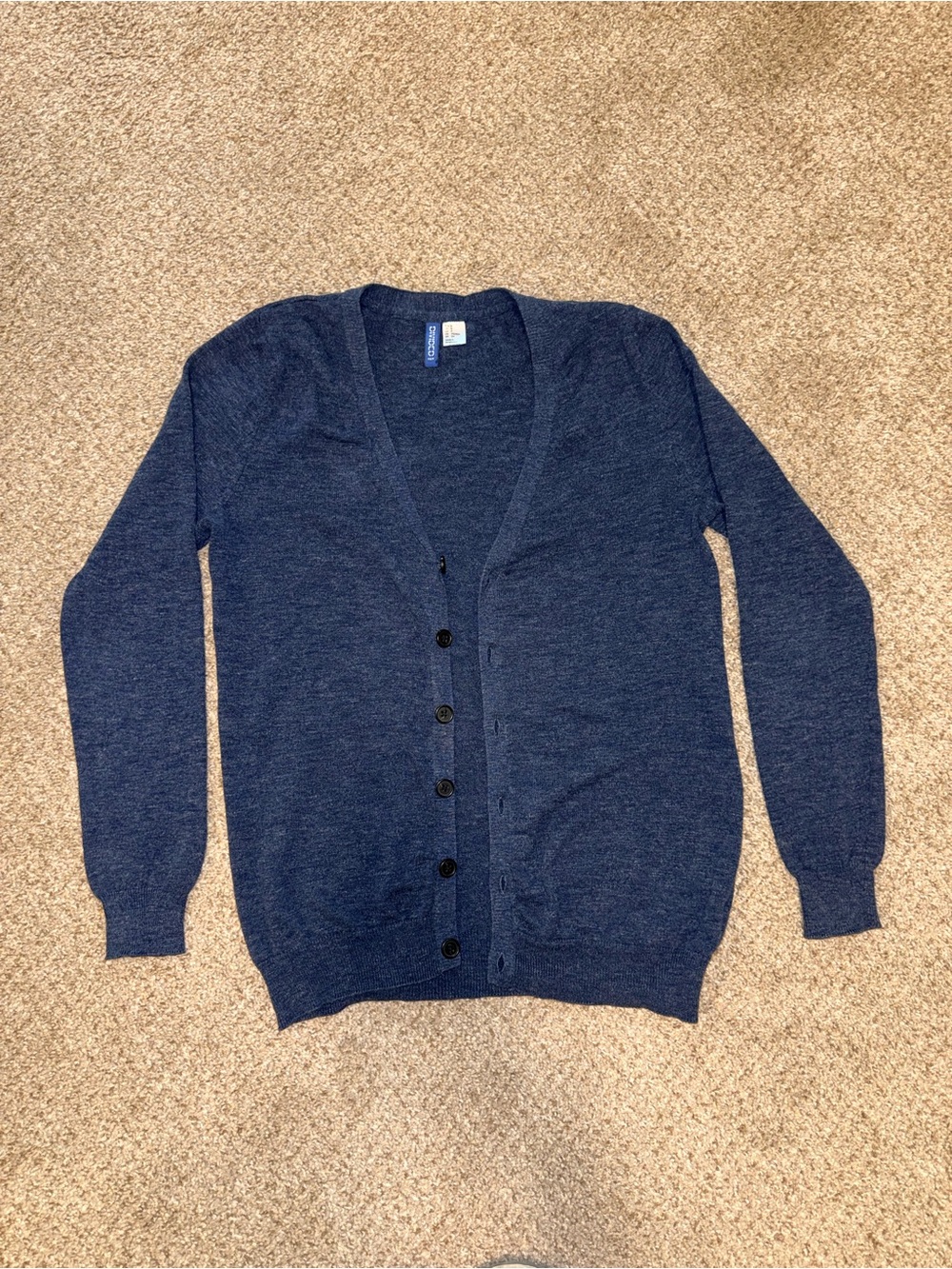 H&M Divided Lightweight Navy Blue Button Front Cardigan Sweater Men’s Small